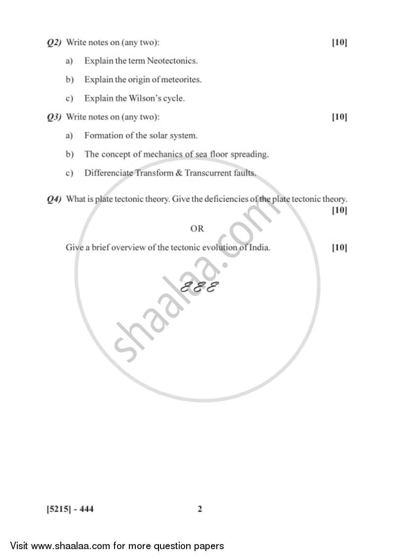 Geotectonics 2017-2018 - B.Sc. - Semester 6 (TYBSc) - University of Pune question paper with PDF download