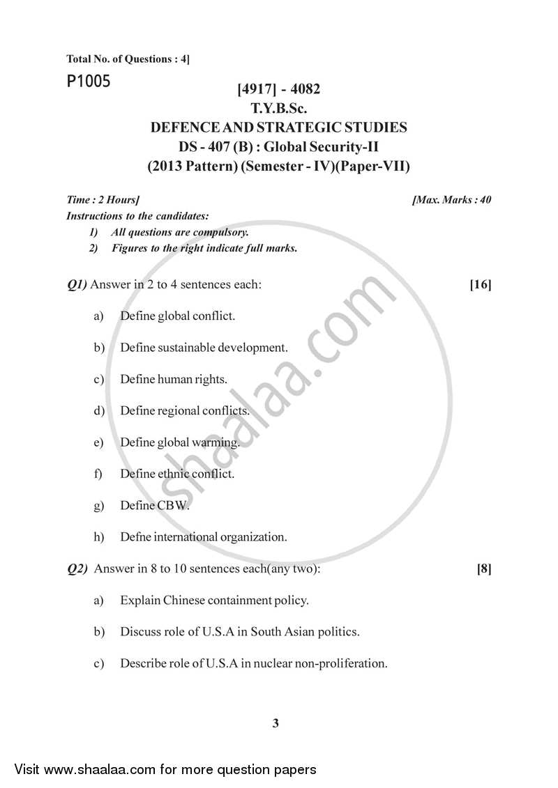 Global Security 2 2015-2016 - B.Sc. - Semester 6 (TYBSc) - University of Pune question paper with PDF download