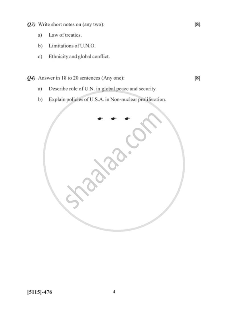 Global Security 2 2016-2017 - B.Sc. - Semester 6 (TYBSc) - University of Pune question paper with PDF download