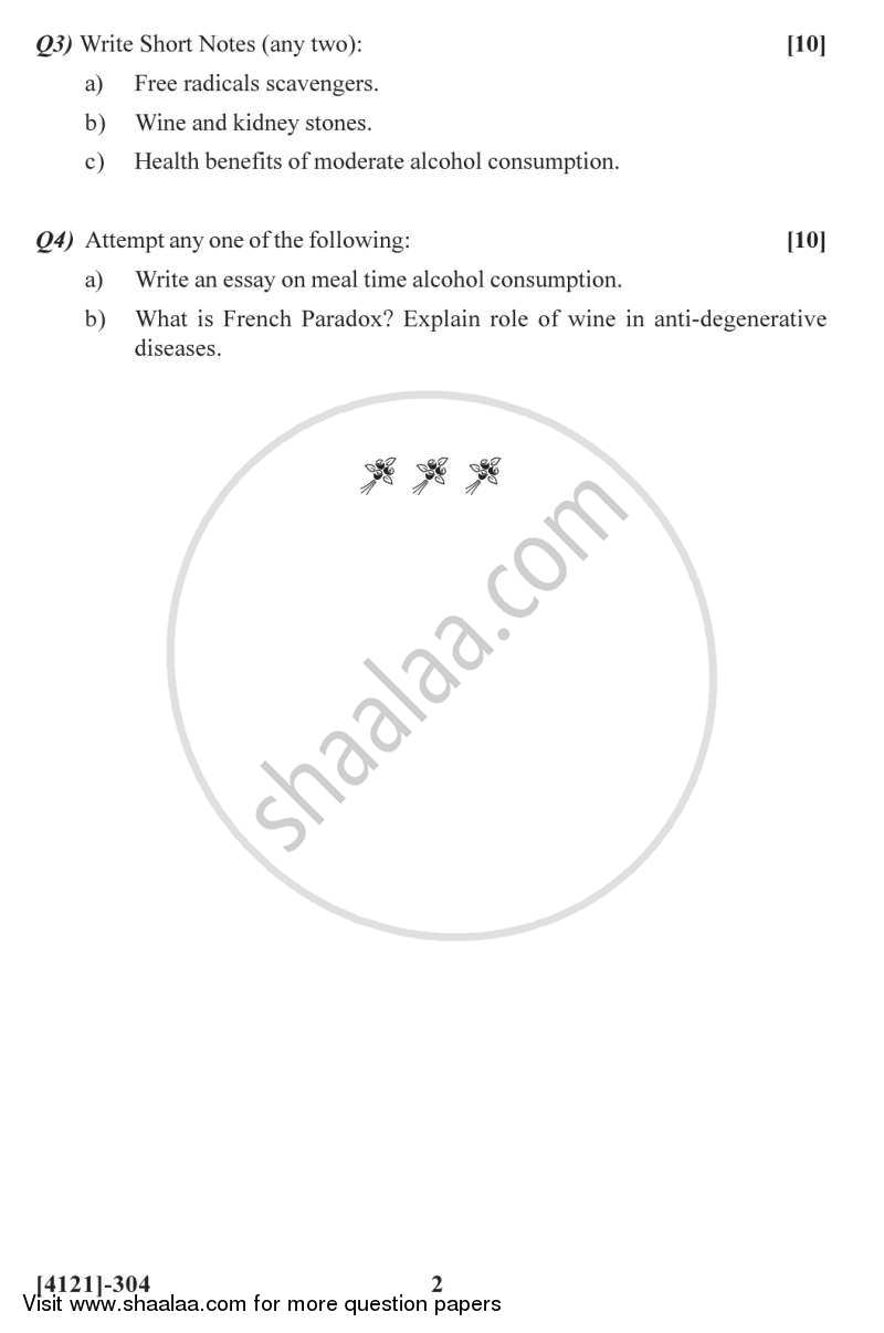 Health Benefits of Wine 2012-2013 - B.Sc. - Semester 5 (TYBSc) - University of Pune question paper with PDF download