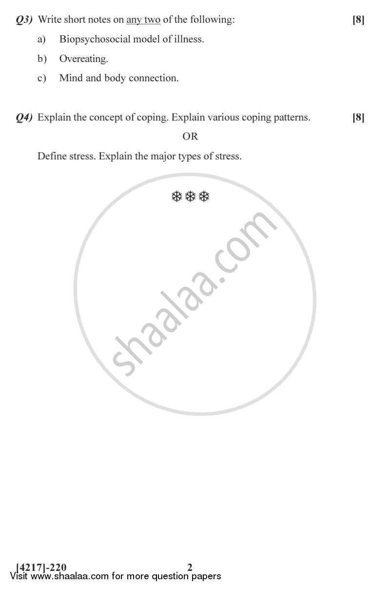 Health Psychology 2012-2013 - B.Sc. - Semester 4 (SYBSc) - University of Pune question paper with PDF download