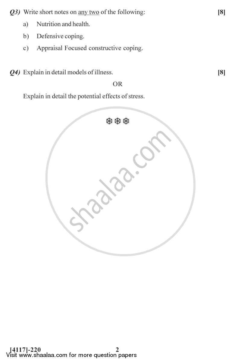 Health Psychology 2012-2013 - B.Sc. - Semester 4 (SYBSc) - University of Pune question paper with PDF download