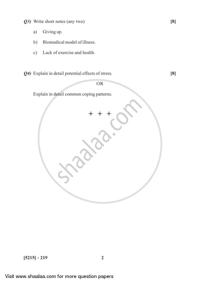 Health Psychology 2017-2018 - B.Sc. - Semester 4 (SYBSc) - University of Pune question paper with PDF download