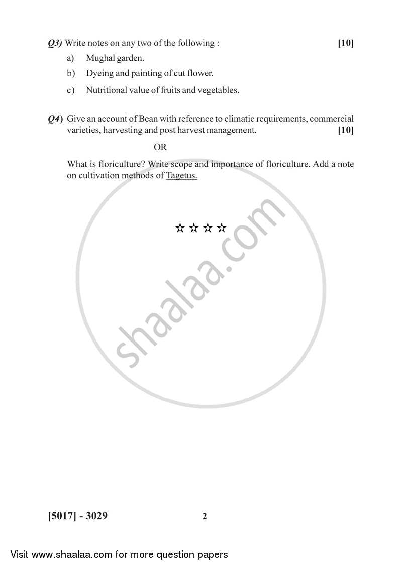 Horticulture and Floriculture 2016-2017 - B.Sc. - Semester 5 (TYBSc) - University of Pune question paper with PDF download