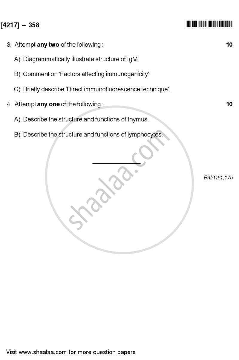 Immunology 1 2012-2013 - B.Sc. - Semester 5 (TYBSc) - University of Pune question paper with PDF download