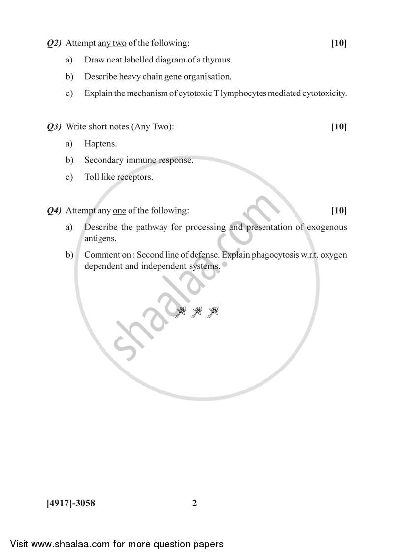 Immunology 1 2015-2016 - B.Sc. - Semester 5 (TYBSc) - University of Pune question paper with PDF download