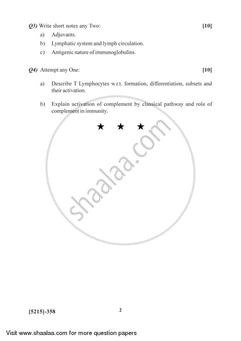 Immunology 1 2017-2018 - B.Sc. - Semester 5 (TYBSc) - University of Pune question paper with PDF download