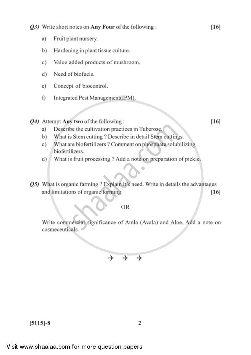 Industrial Botany 2016-2017 - B.Sc. - Semester 2 (FYBSc) - University of Pune question paper with PDF download