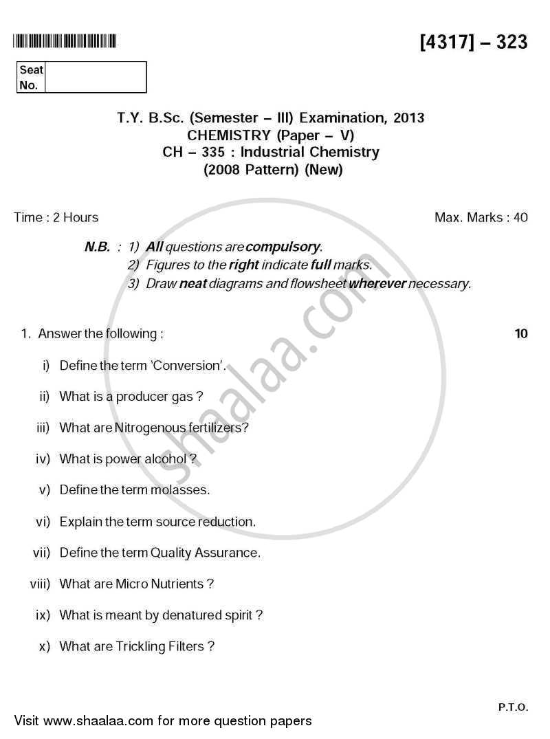 Industrial Chemistry 2013-2014 - B.Sc. - Semester 5 (TYBSc) - University of Pune question paper with PDF download