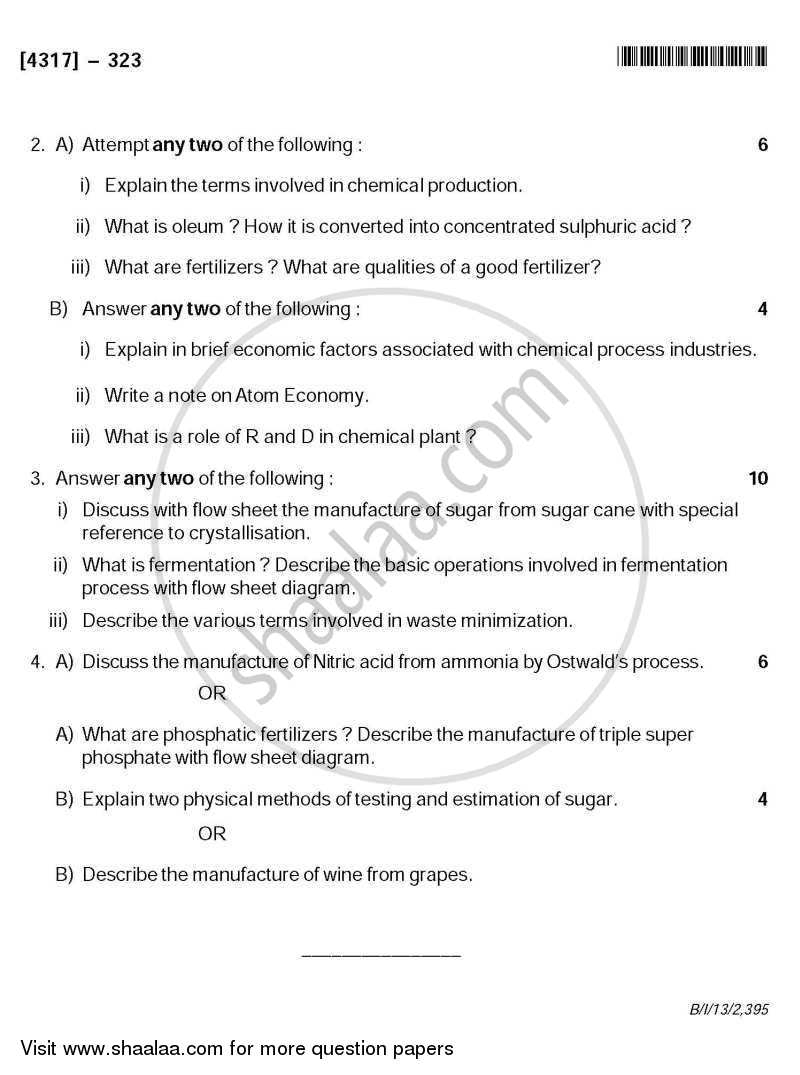 Industrial Chemistry 2013-2014 - B.Sc. - Semester 5 (TYBSc) - University of Pune question paper with PDF download