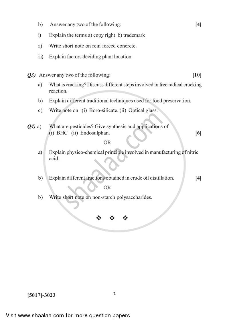Industrial Chemistry 2016-2017 - B.Sc. - Semester 5 (TYBSc) - University of Pune question paper with PDF download