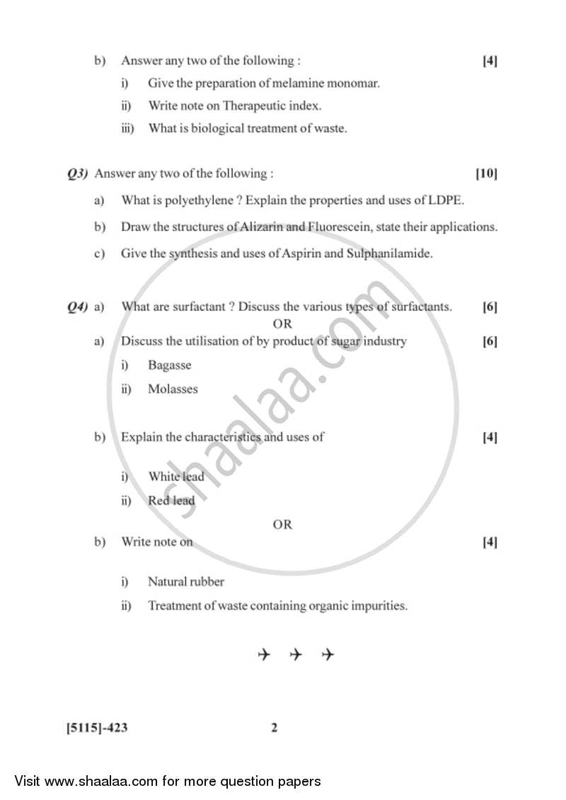 Industrial Chemistry 2016-2017 - B.Sc. - Semester 6 (TYBSc) - University of Pune question paper with PDF download