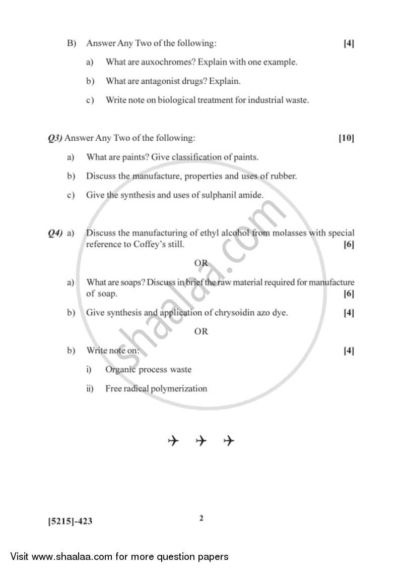 Industrial Chemistry 2017-2018 - B.Sc. - Semester 6 (TYBSc) - University of Pune question paper with PDF download