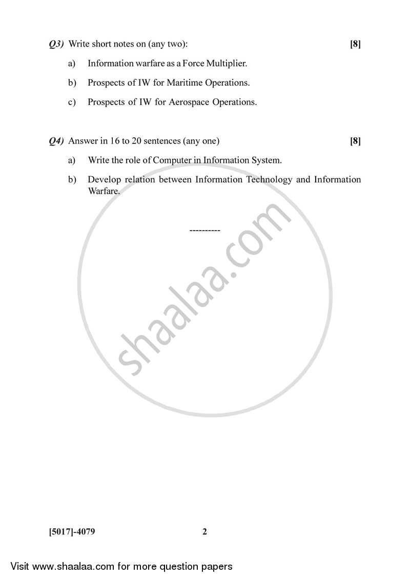 Information Warfare and Cyber Security 2016-2017 - B.Sc. - Semester 6 (TYBSc) - University of Pune question paper with PDF download