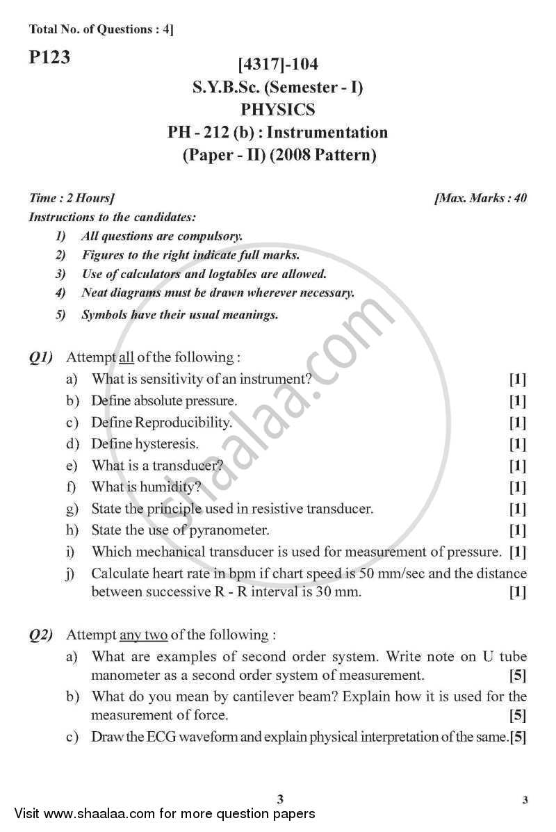 Instrumentation 2013-2014 - B.Sc. - Semester 3 (SYBSc) - University of Pune question paper with PDF download
