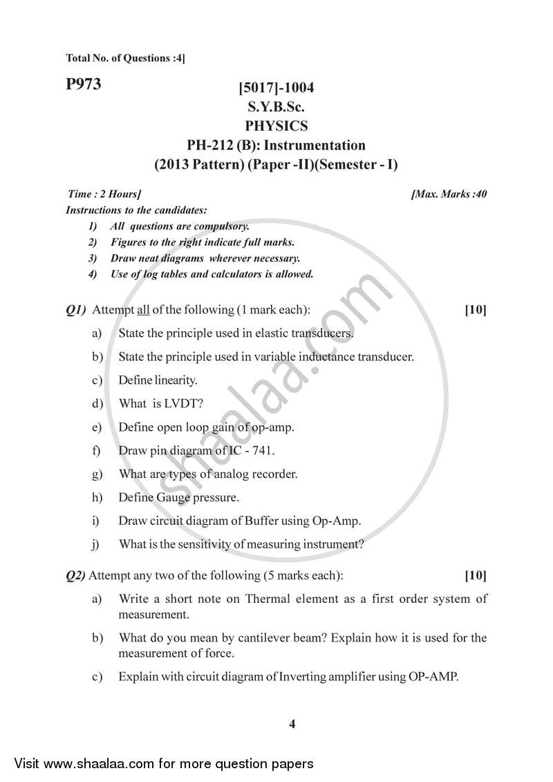 Instrumentation 2016-2017 - B.Sc. - Semester 3 (SYBSc) - University of Pune question paper with PDF download
