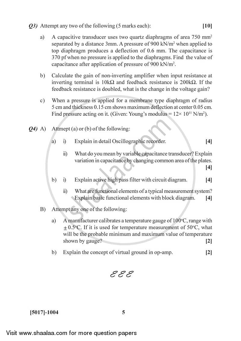 Instrumentation 2016-2017 - B.Sc. - Semester 3 (SYBSc) - University of Pune question paper with PDF download