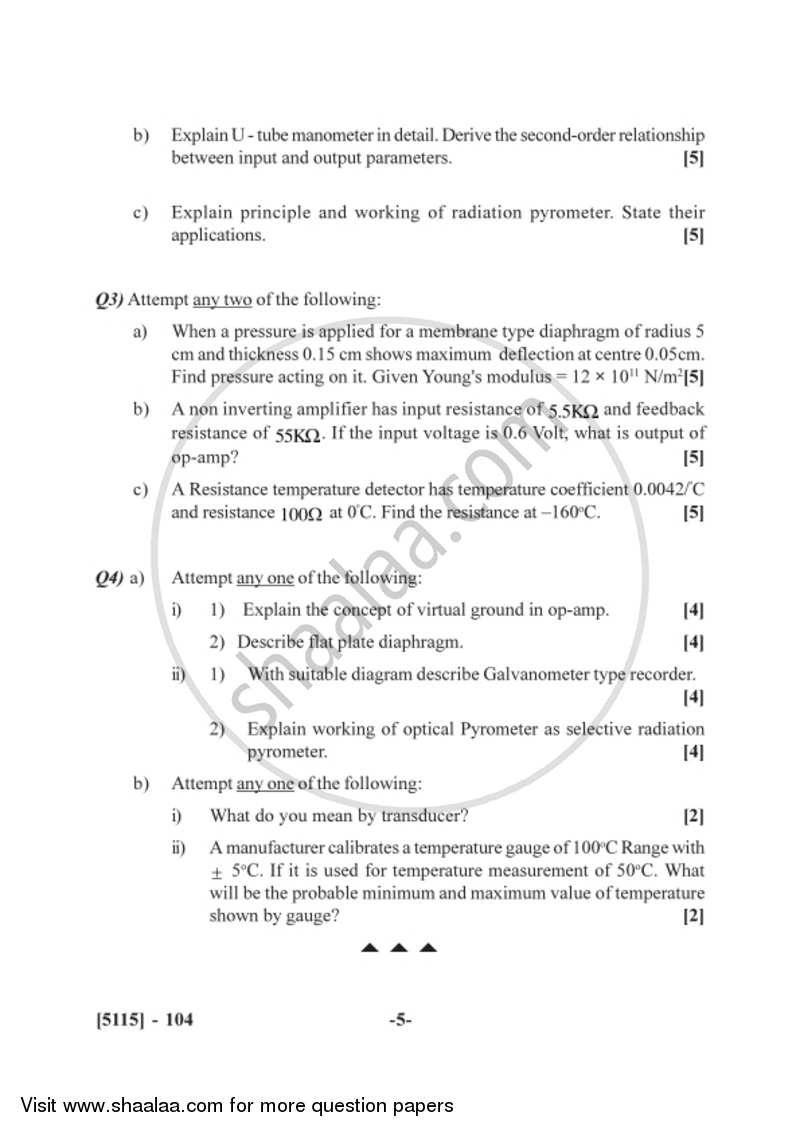 Instrumentation 2016-2017 - B.Sc. - Semester 3 (SYBSc) - University of Pune question paper with PDF download