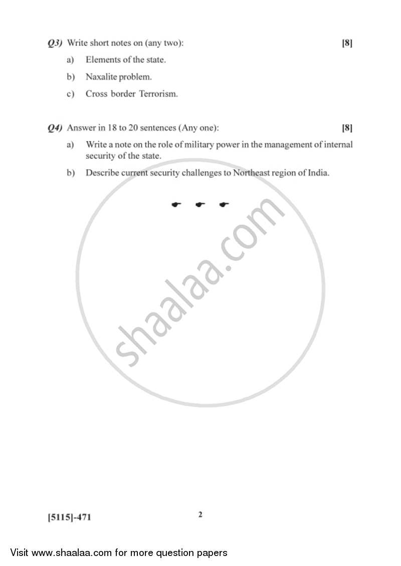 Internal Security of India 2016-2017 - B.Sc. - Semester 6 (TYBSc) - University of Pune question paper with PDF download