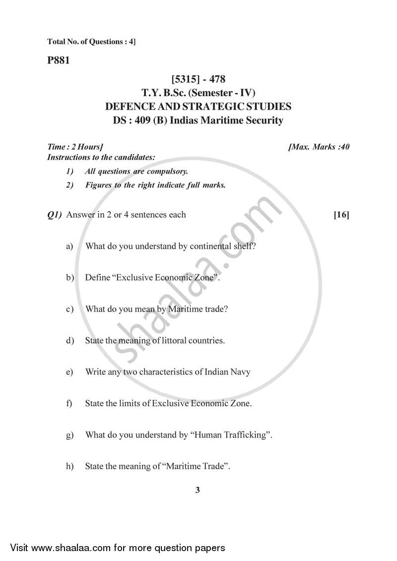 Internal Security of India 2017-2018 - B.Sc. - Semester 6 (TYBSc) - University of Pune question paper with PDF download