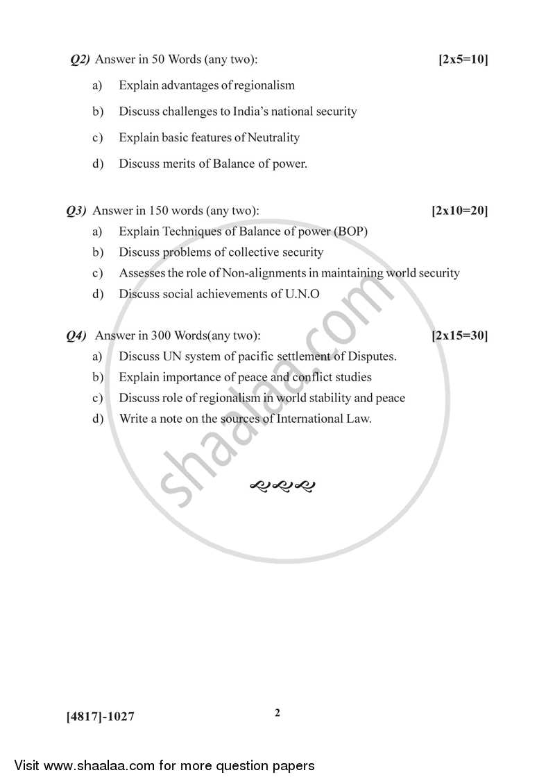 International security 2015-2016 - B.Sc. - Semester 2 (FYBSc) - University of Pune question paper with PDF download