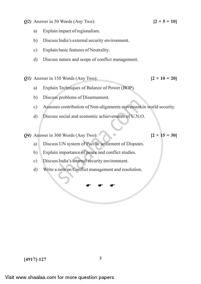 International security 2015-2016 - B.Sc. - Semester 2 (FYBSc) - University of Pune question paper with PDF download