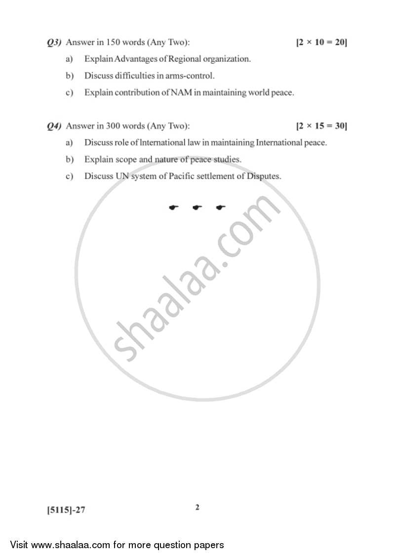 International security 2016-2017 - B.Sc. - Semester 2 (FYBSc) - University of Pune question paper with PDF download