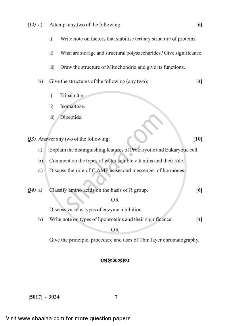 Introduction to Biochemistry and Molecular Biology 2016-2017 - B.Sc. - Semester 5 (TYBSc) - University of Pune question paper with PDF download