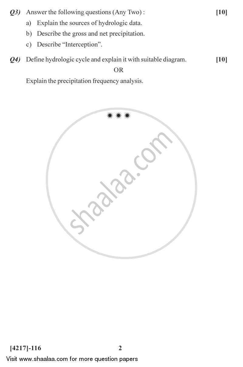 Introduction to Hydrology 2012-2013 - B.Sc. - Semester 3 (SYBSc) - University of Pune question paper with PDF download