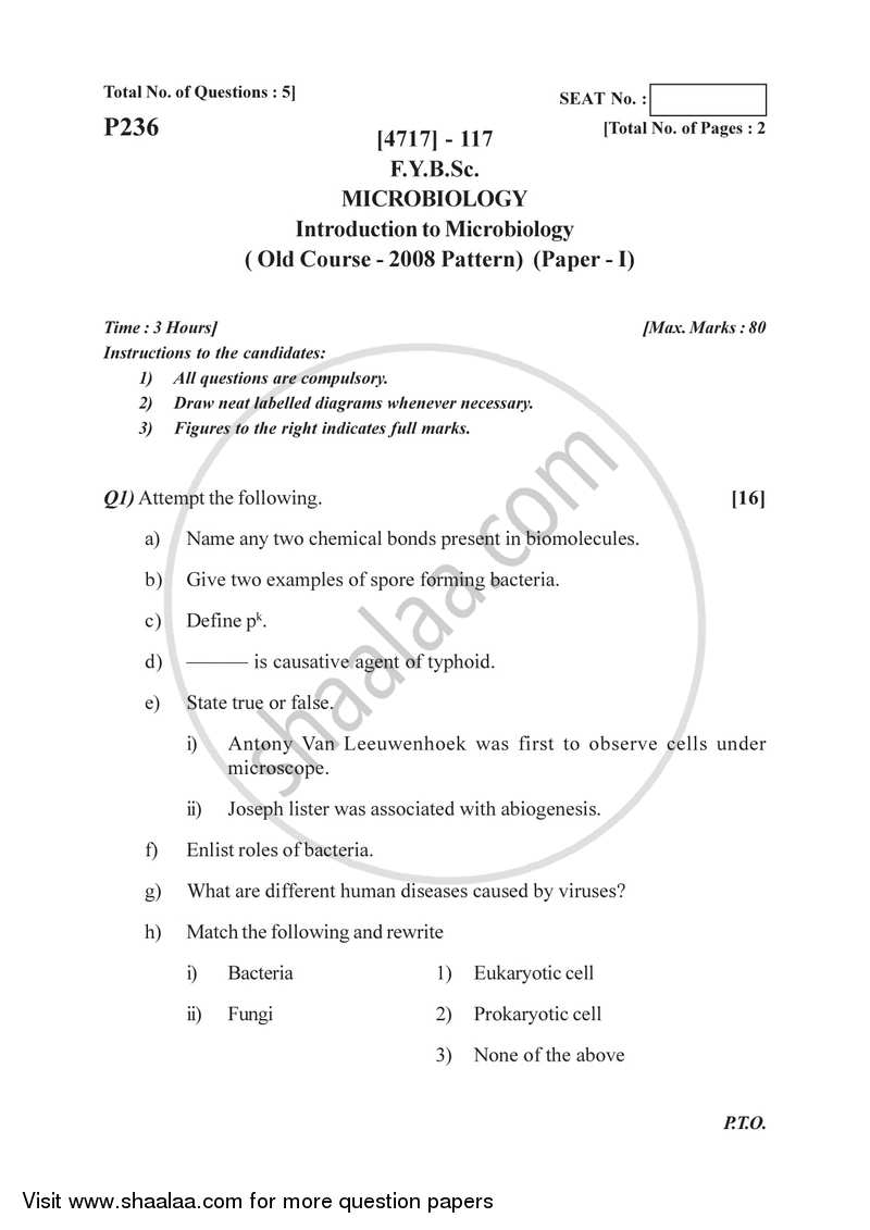Introduction to Microbiology 2014-2015 - B.Sc. - Semester 2 (FYBSc) - University of Pune question paper with PDF download