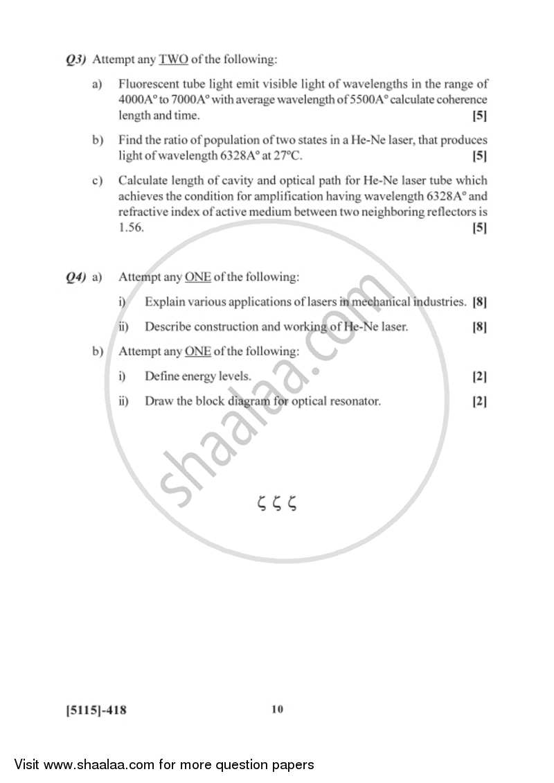 Lasers 2016-2017 - B.Sc. - Semester 6 (TYBSc) - University of Pune question paper with PDF download