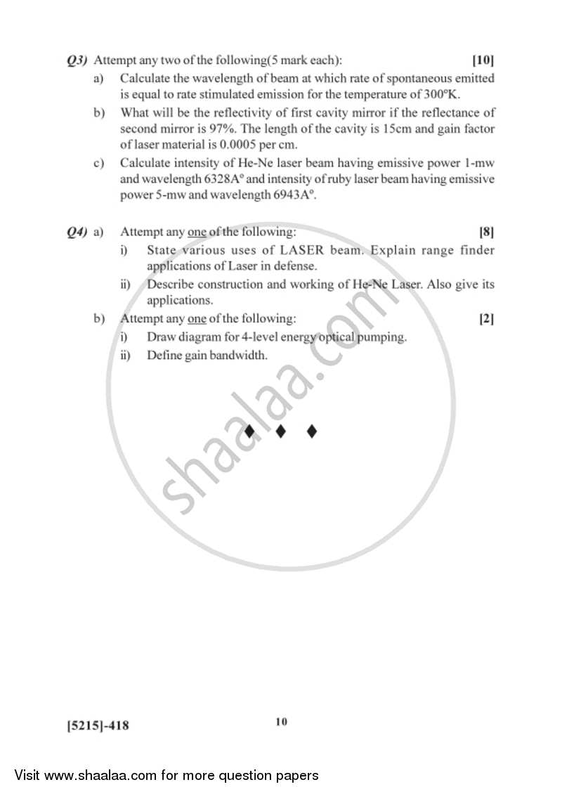 Lasers 2017-2018 - B.Sc. - Semester 6 (TYBSc) - University of Pune question paper with PDF download