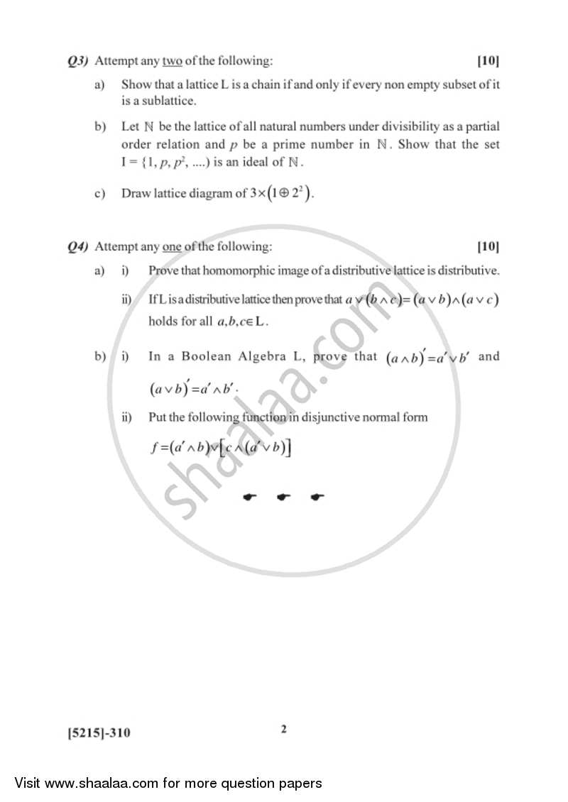 Lattice Theory 2017-2018 - B.Sc. - Semester 5 (TYBSc) - University of Pune question paper with PDF download