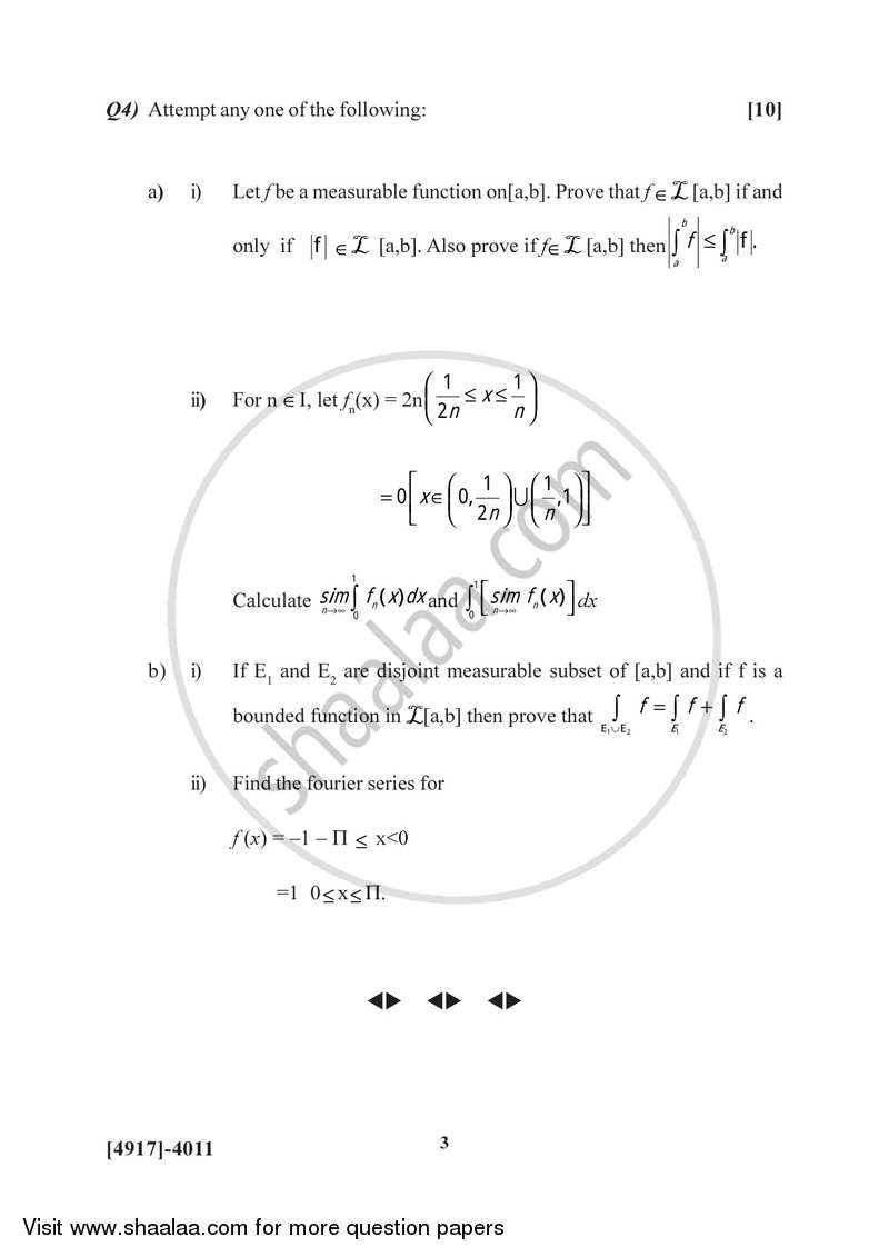 Lebesgue Integration 2015-2016 - B.Sc. - Semester 6 (TYBSc) - University of Pune question paper with PDF download