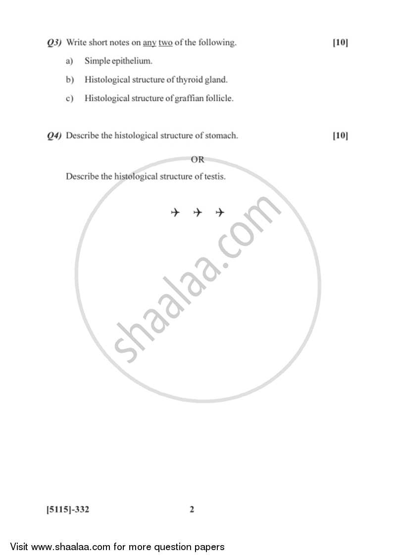 Mammalian Histology 2016-2017 - B.Sc. - Semester 5 (TYBSc) - University of Pune question paper with PDF download