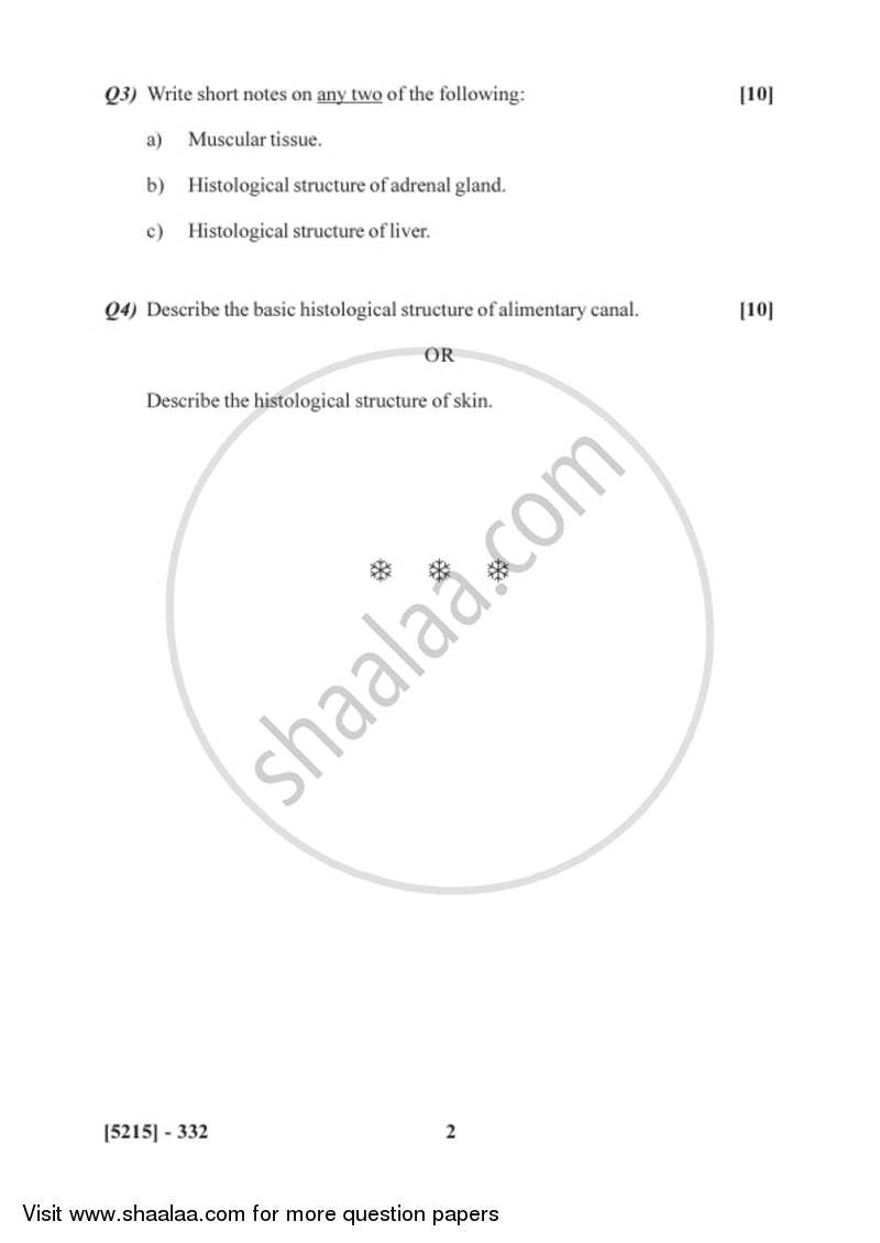 Mammalian Histology 2017-2018 - B.Sc. - Semester 5 (TYBSc) - University of Pune question paper with PDF download