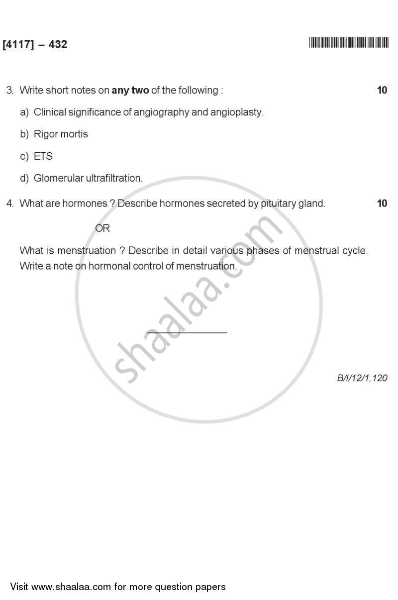 Mammalian Physiology and Endocrinology 2012-2013 - B.Sc. - Semester 6 (TYBSc) - University of Pune question paper with PDF download
