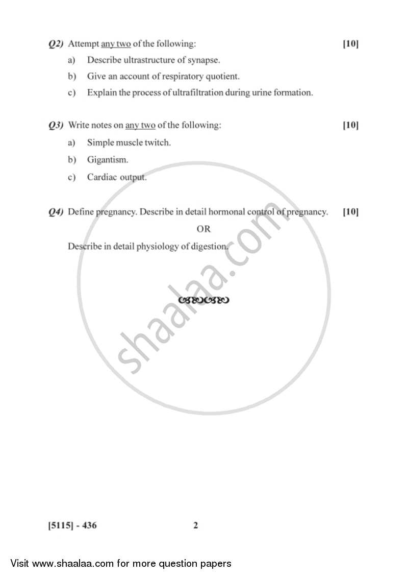 Mammalian Physiology and Endocrinology 2016-2017 - B.Sc. - Semester 6 (TYBSc) - University of Pune question paper with PDF download