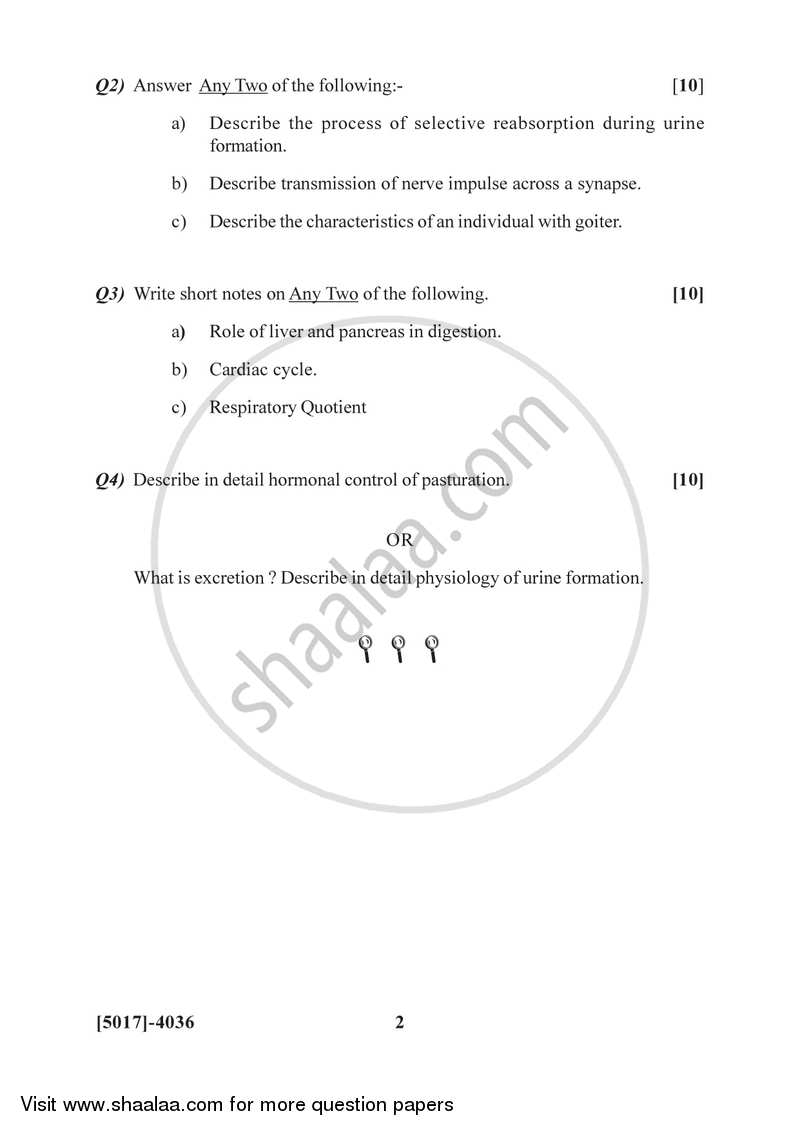 Mammalian Physiology and Endocrinology 2016-2017 - B.Sc. - Semester 6 (TYBSc) - University of Pune question paper with PDF download