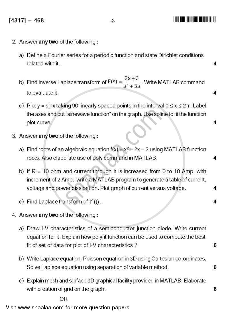 Mathematical Methods and Analysis using MATLAB 2013-2014 - B.Sc. - Semester 6 (TYBSc) - University of Pune question paper with PDF download