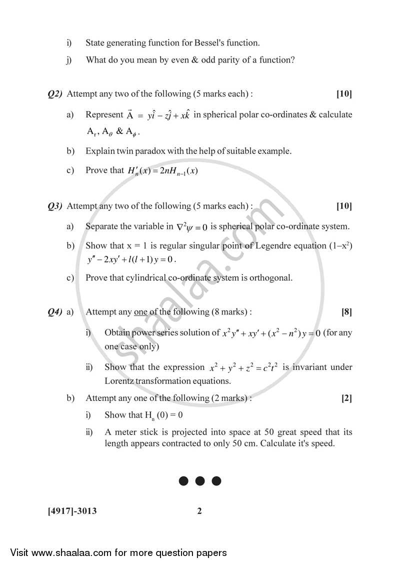 Mathematical Methods in Physics 2015-2016 - B.Sc. - Semester 5 (TYBSc) - University of Pune question paper with PDF download