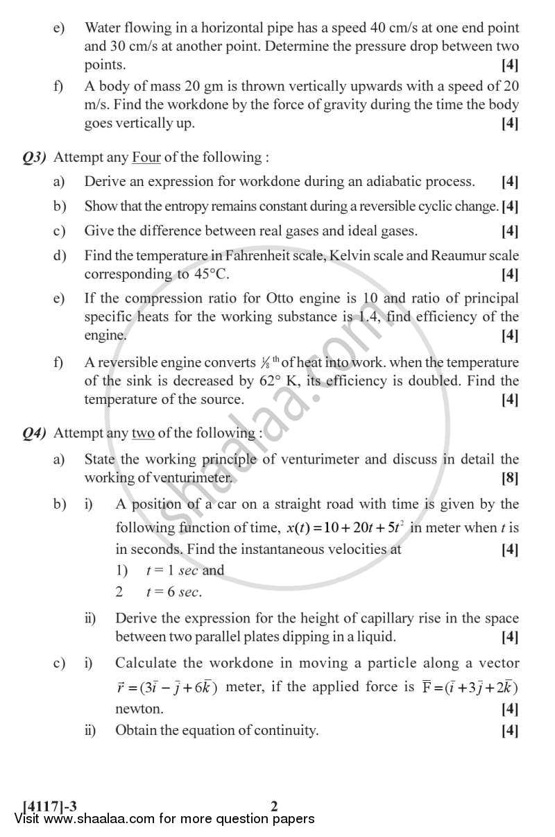 Mechanics, Heat and Thermodynamics 2012-2013 - B.Sc. - Semester 2 (FYBSc) - University of Pune question paper with PDF download
