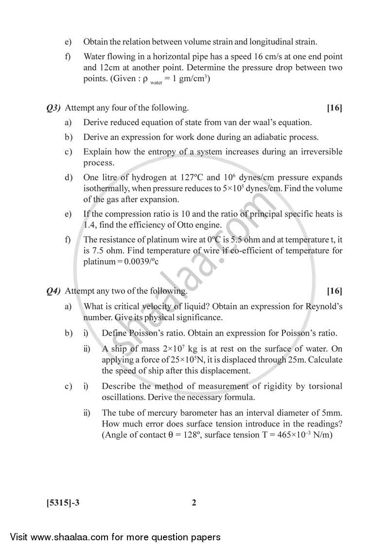Mechanics, Heat and Thermodynamics 2017-2018 - B.Sc. - Semester 2 (FYBSc) - University of Pune question paper with PDF download