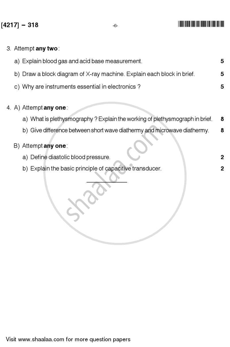 Medical Electronics 2012-2013 - B.Sc. - Semester 5 (TYBSc) - University of Pune question paper with PDF download
