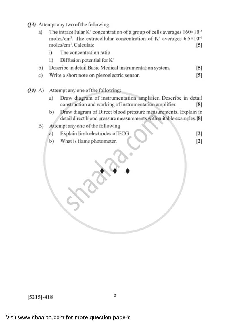 Medical Electronics 2017-2018 - B.Sc. - Semester 6 (TYBSc) - University of Pune question paper with PDF download