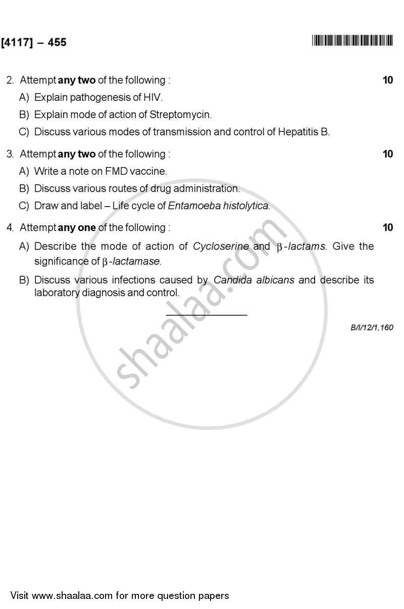 Medical Microbiology 2 2012-2013 - B.Sc. - Semester 6 (TYBSc) - University of Pune question paper with PDF download