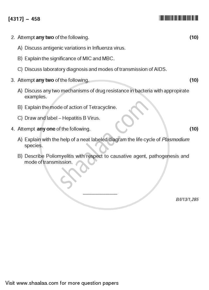 Medical Microbiology 2 2013-2014 - B.Sc. - Semester 6 (TYBSc) - University of Pune question paper with PDF download