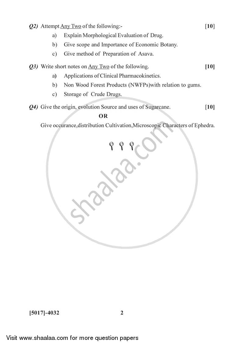 Medicinal and Economic Botany 2016-2017 - B.Sc. - Semester 6 (TYBSc) - University of Pune question paper with PDF download