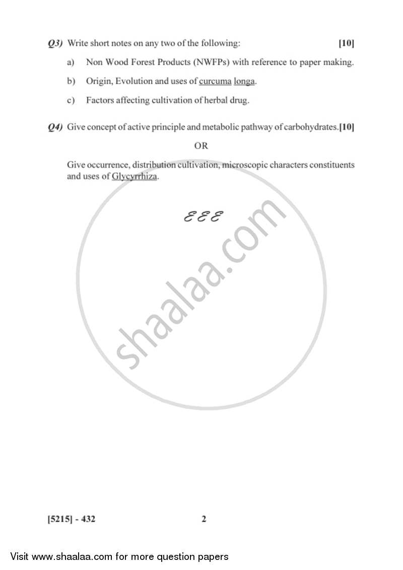 Medicinal and Economic Botany 2017-2018 - B.Sc. - Semester 6 (TYBSc) - University of Pune question paper with PDF download
