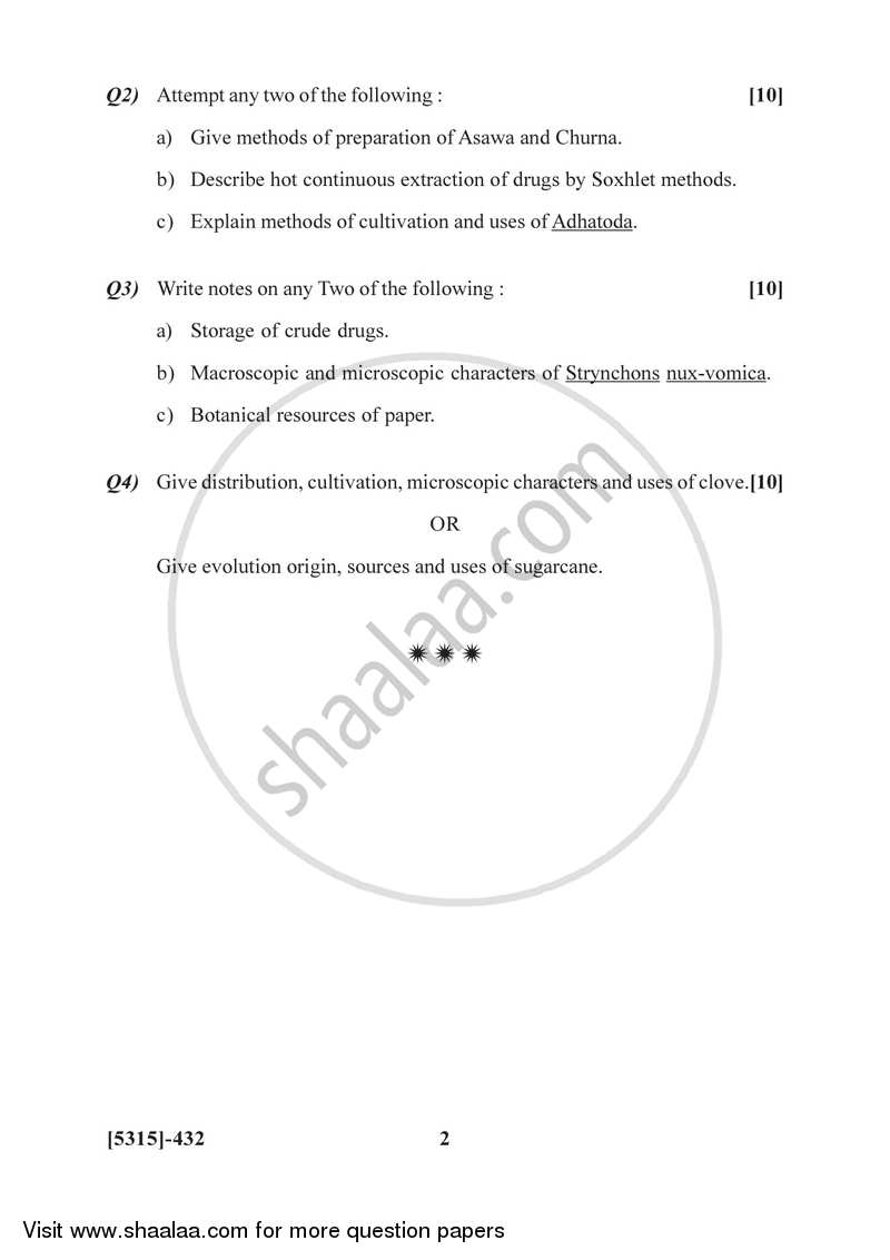 Medicinal and Economic Botany 2017-2018 - B.Sc. - Semester 6 (TYBSc) - University of Pune question paper with PDF download